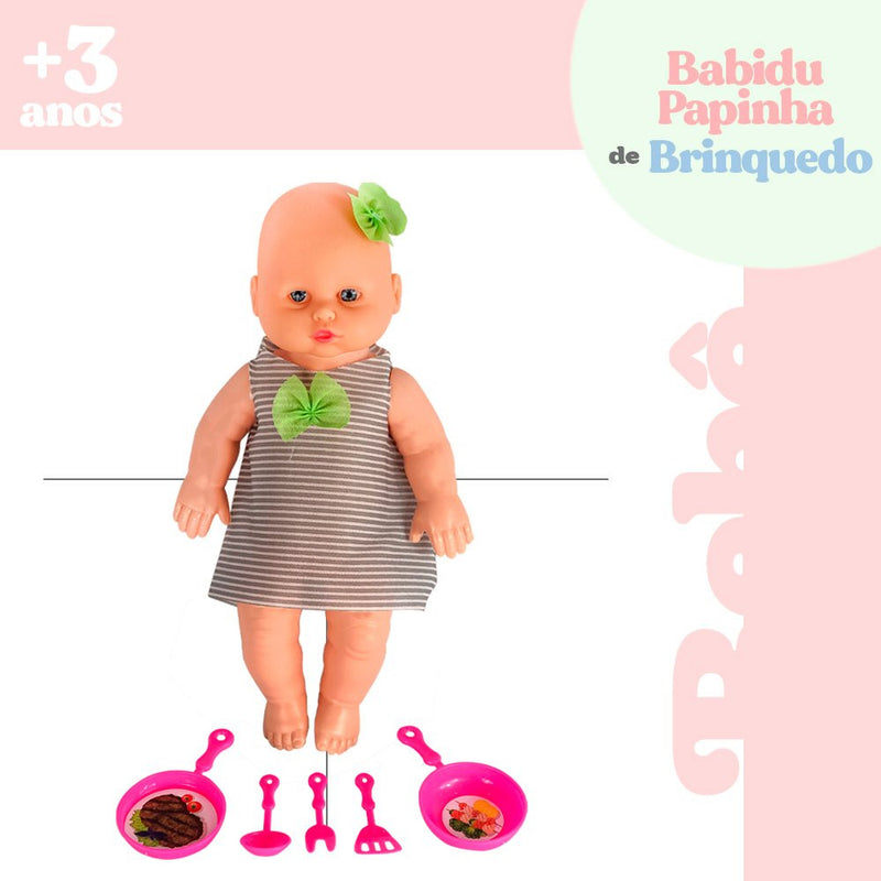 Boneca Babidu Papinha com Acessórios de Cozinha